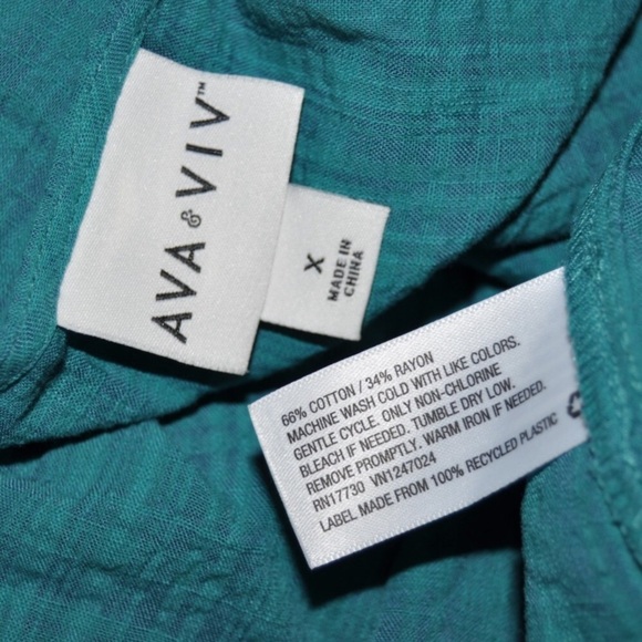 AVA + VIV Ruched Sleeve Turquoise Top - Picture 7 of 7